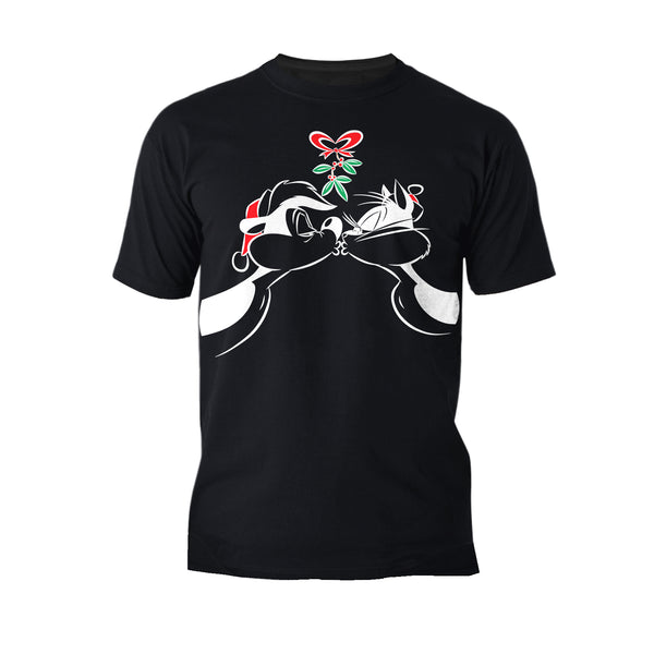 Looney Tunes Pepe Le Pew Xmas Kiss Official Men's T-Shirt Black - Urban Species
