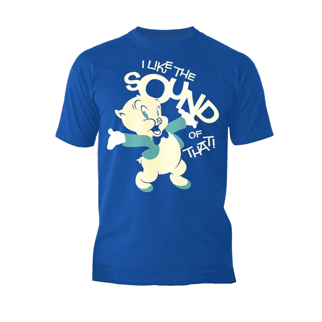 Looney Tunes Porky Pig Retro Like The Sound Official Men's T-shirt Blue - Urban Species