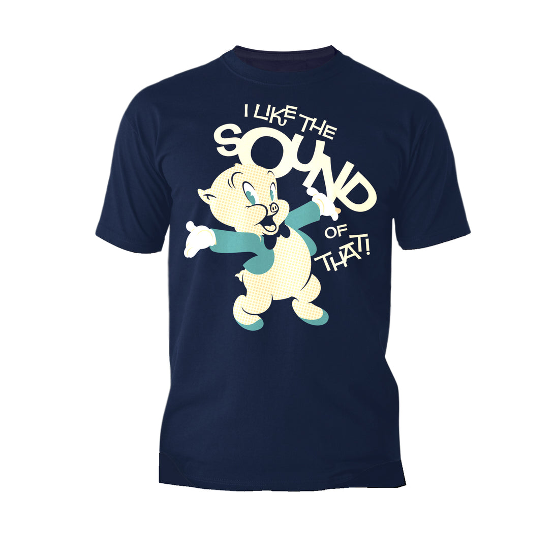 Looney Tunes Porky Pig Retro Like The Sound Official Men's T-shirt Navy - Urban Species