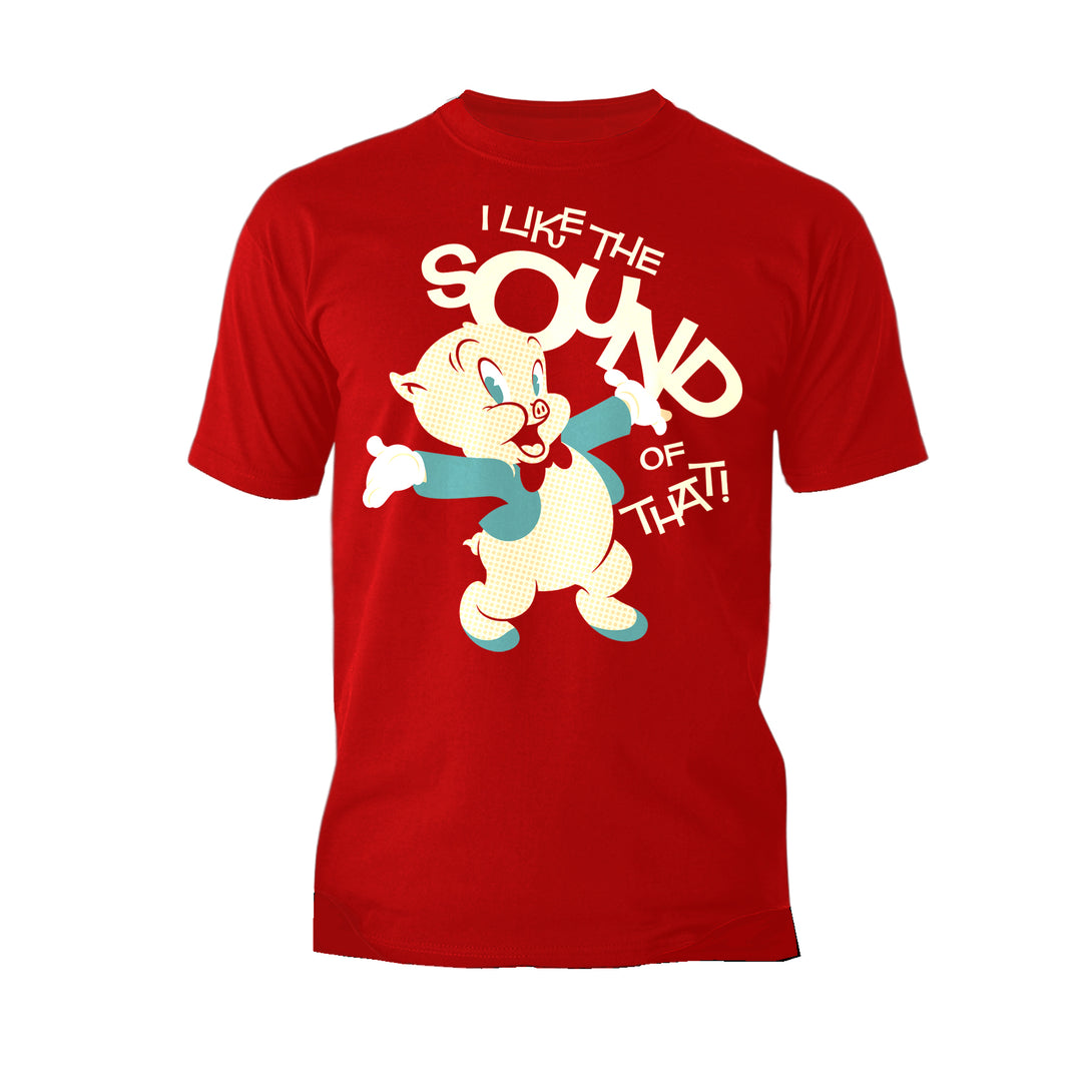 Looney Tunes Porky Pig Retro Like The Sound Official Men's T-shirt Red - Urban Species