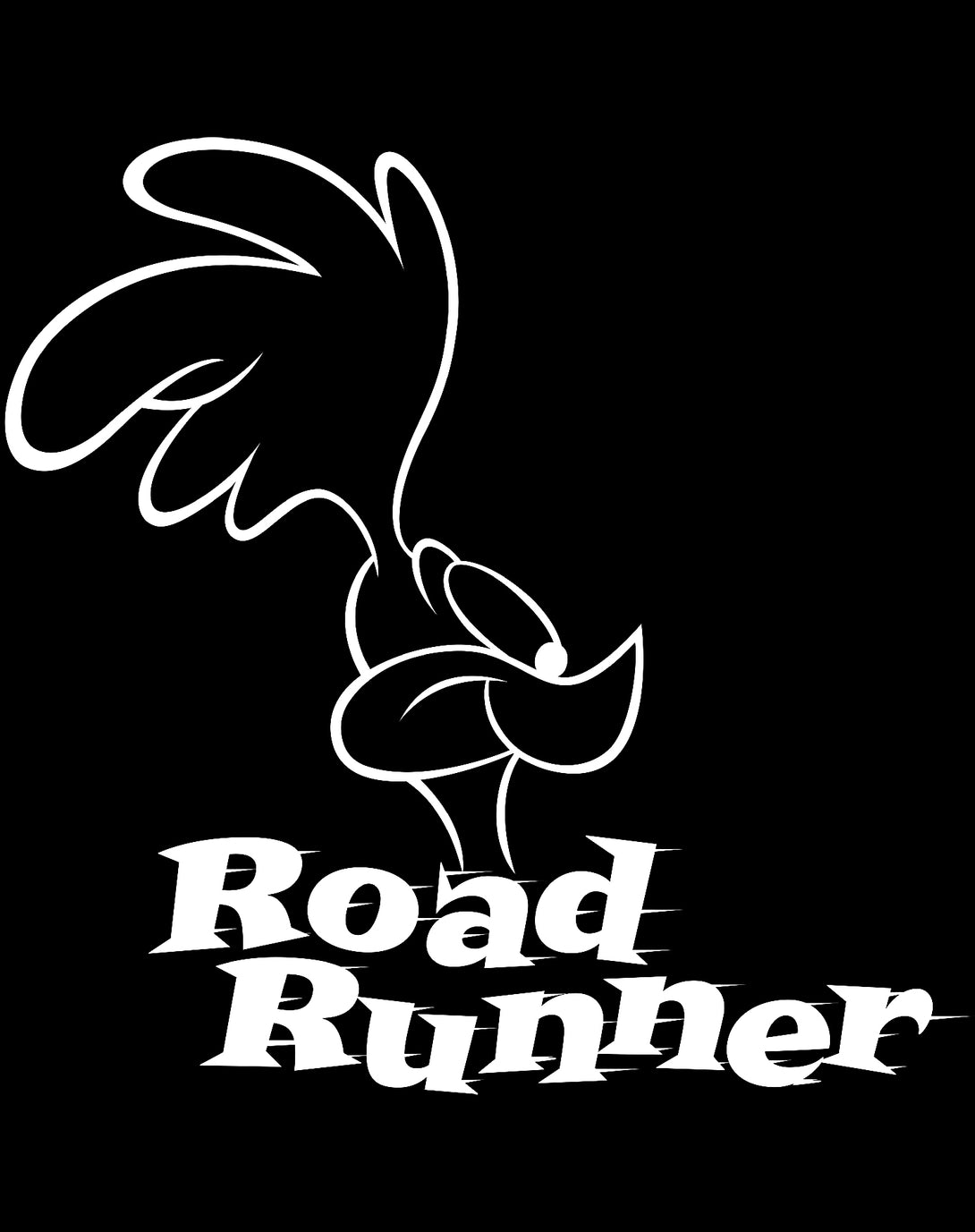 Looney Tunes Road Runner +Logo Profile Official Youth T-Shirt Black - Urban Species Design Close Up