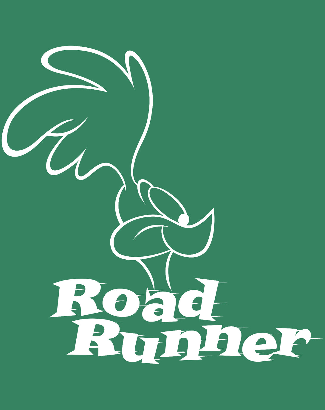 Looney Tunes Road Runner +Logo Profile Official Men's T-Shirt Green - Urban Species Design Close Up