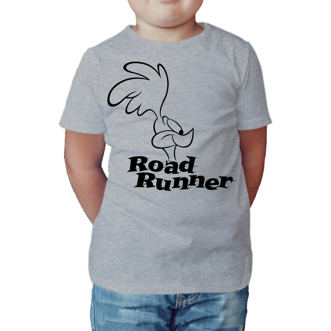 Looney Tunes Road Runner +Logo Profile Official Kid's T-Shirt Sports Grey - Urban Species