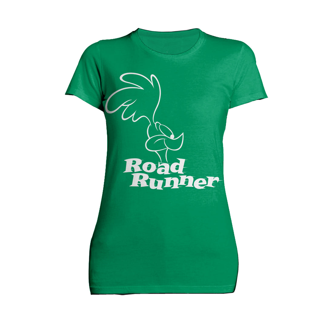 Looney Tunes Road Runner +Logo Profile Official Women's T-Shirt Green - Urban Species