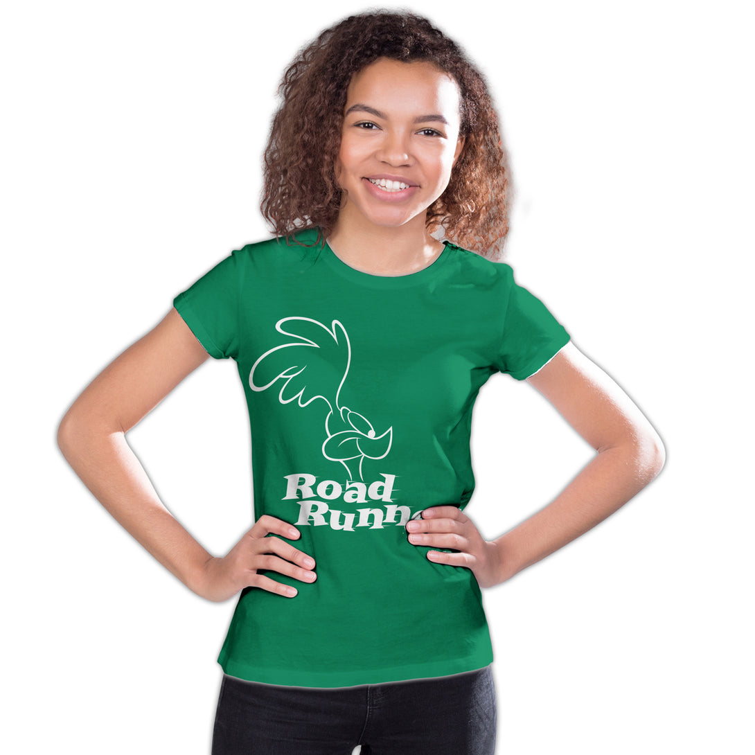 Looney Tunes Road Runner +Logo Profile Official Youth T-Shirt Green - Urban Species