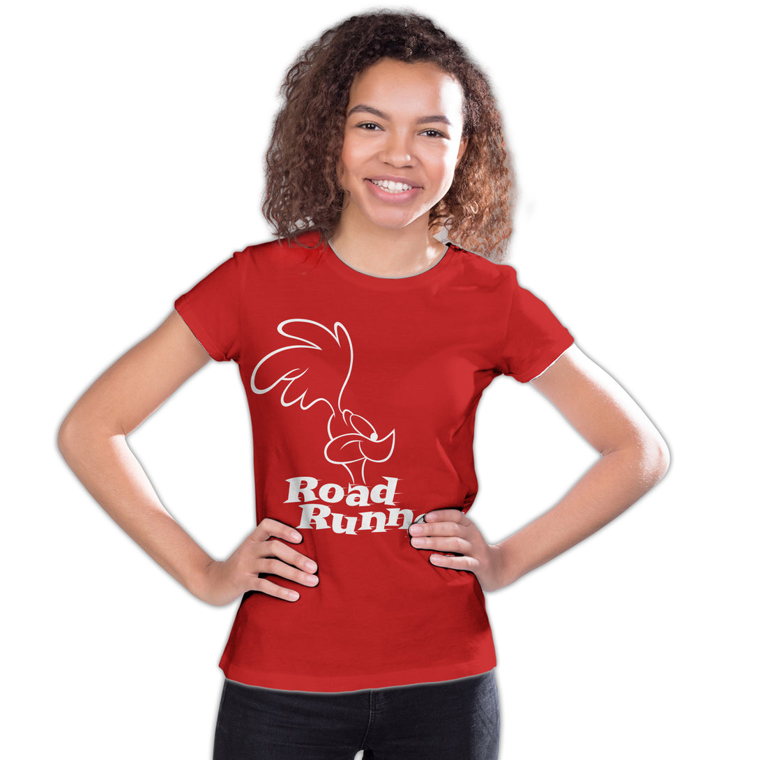 Looney Tunes Road Runner +Logo Profile Official Youth T-Shirt Red - Urban Species