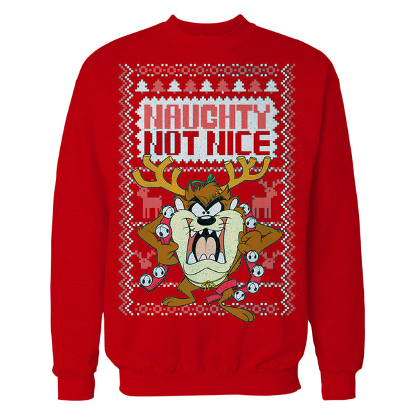 Looney Tunes Tasmanian Devil Xmas Naughty Official Sweatshirt Red - Urban Species