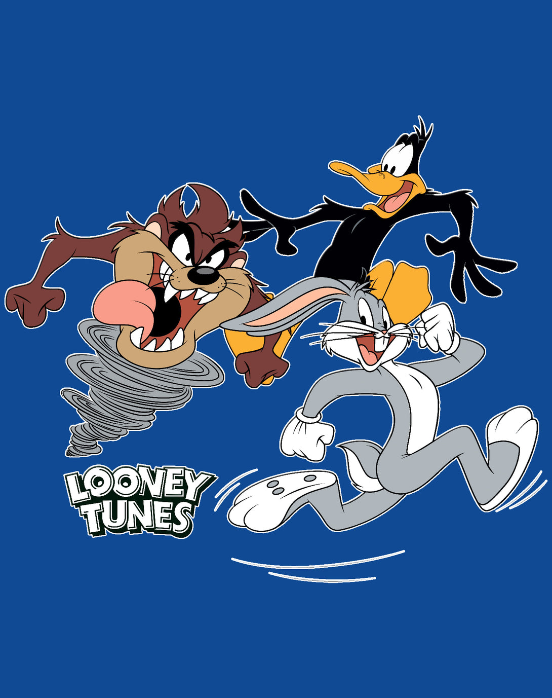 Looney Tunes Trio Bugs Daffy Taz Official Sweatshirt Blue - Urban Species Design Close Up
