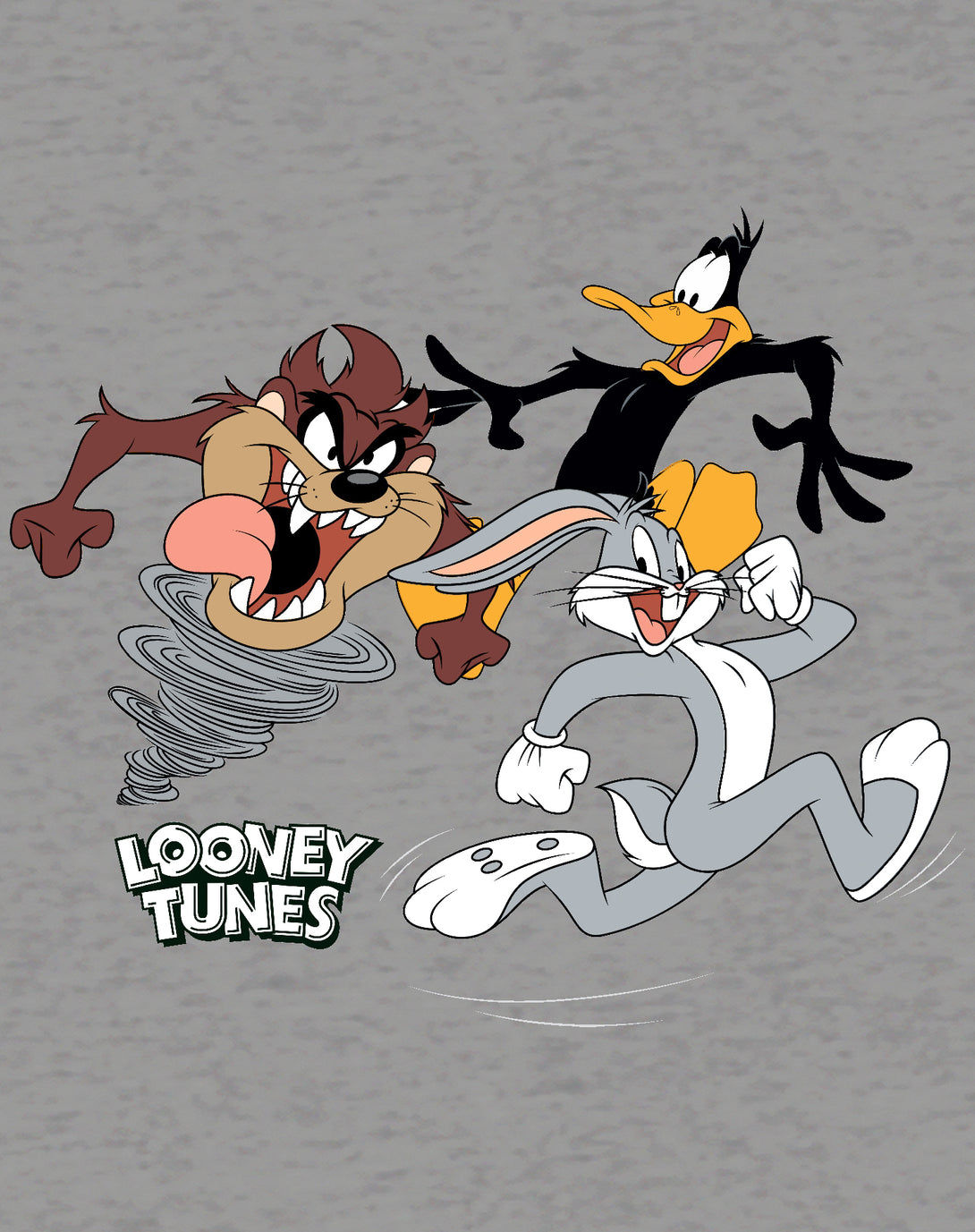 Looney Tunes Trio Bugs Daffy Taz Official Youth T-Shirt Sports Grey - Urban Species Design Close Up