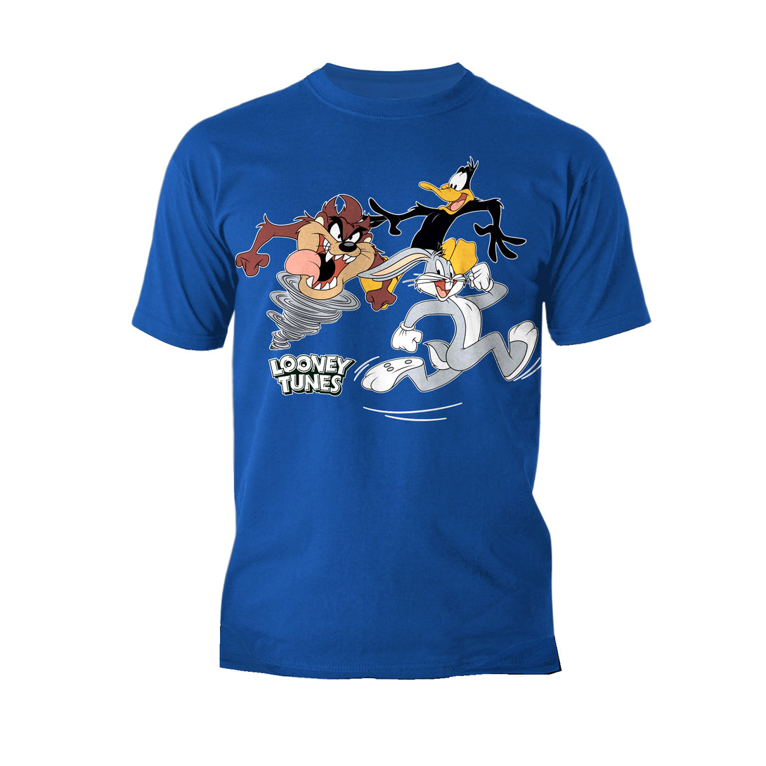 Looney Tunes Trio Bugs Daffy Taz Official Men's T-shirt Blue - Urban Species