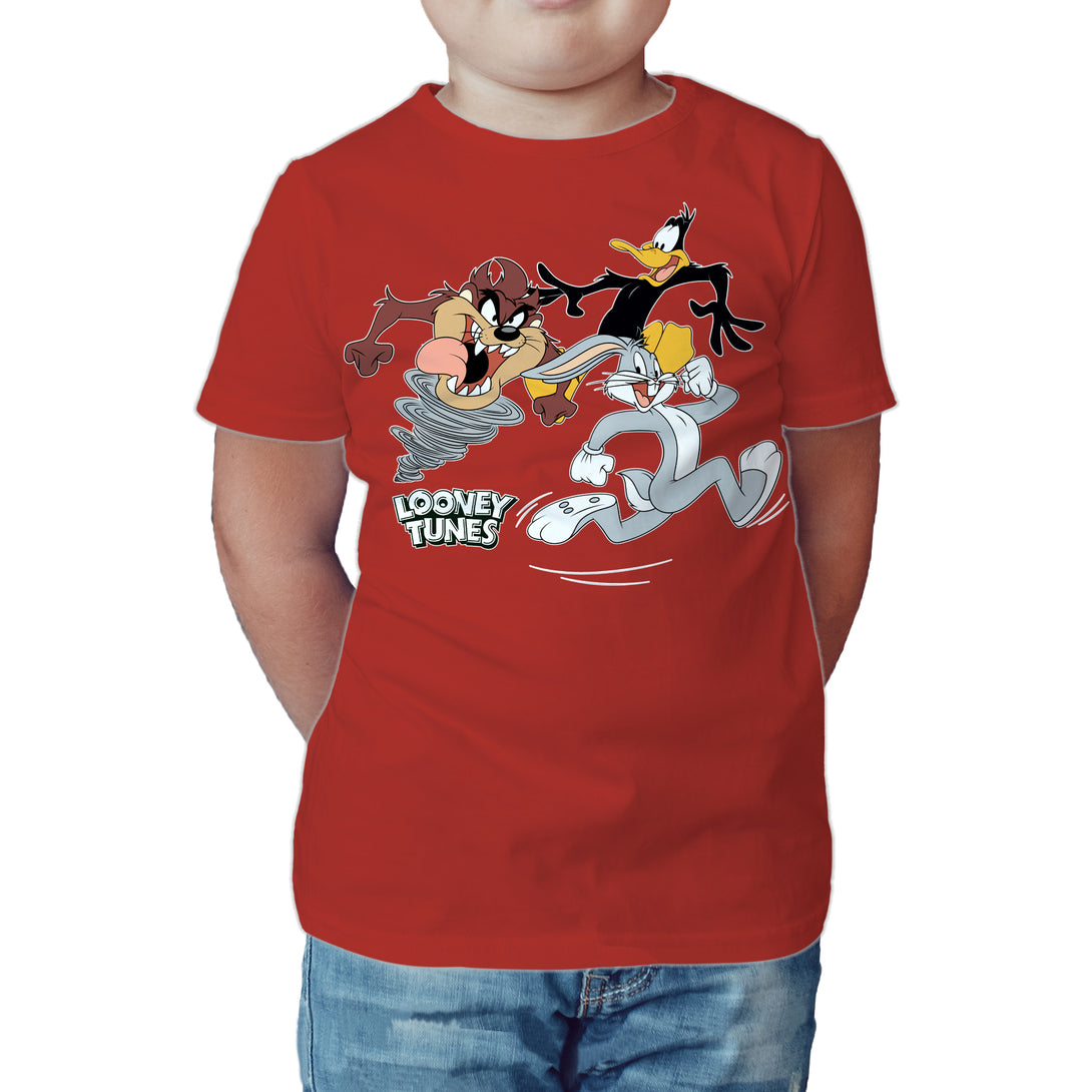 Looney Tunes Trio Bugs Daffy Taz Official Kid's T-Shirt Red - Urban Species