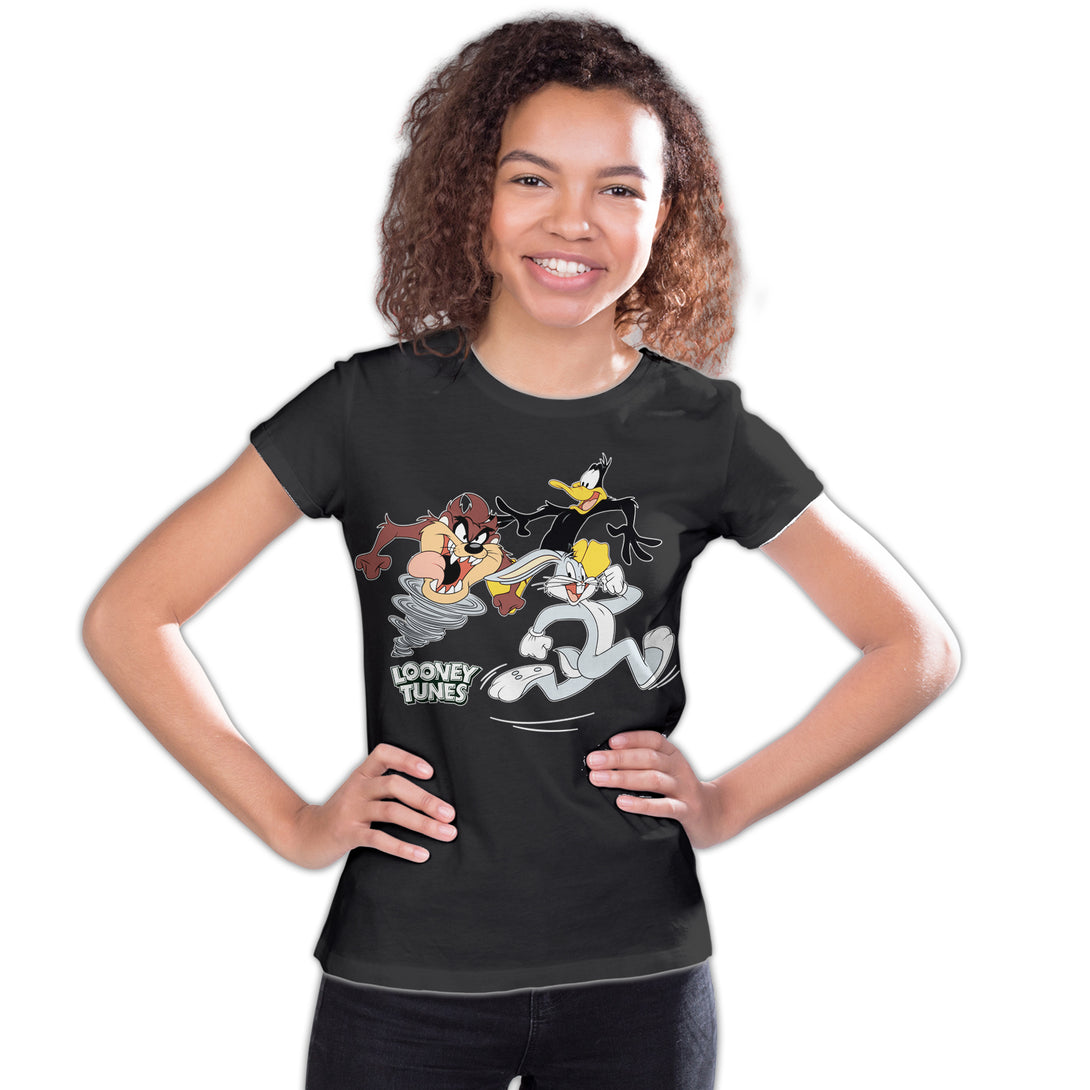 Looney Tunes Trio Bugs Daffy Taz Official Youth T-Shirt Black - Urban Species
