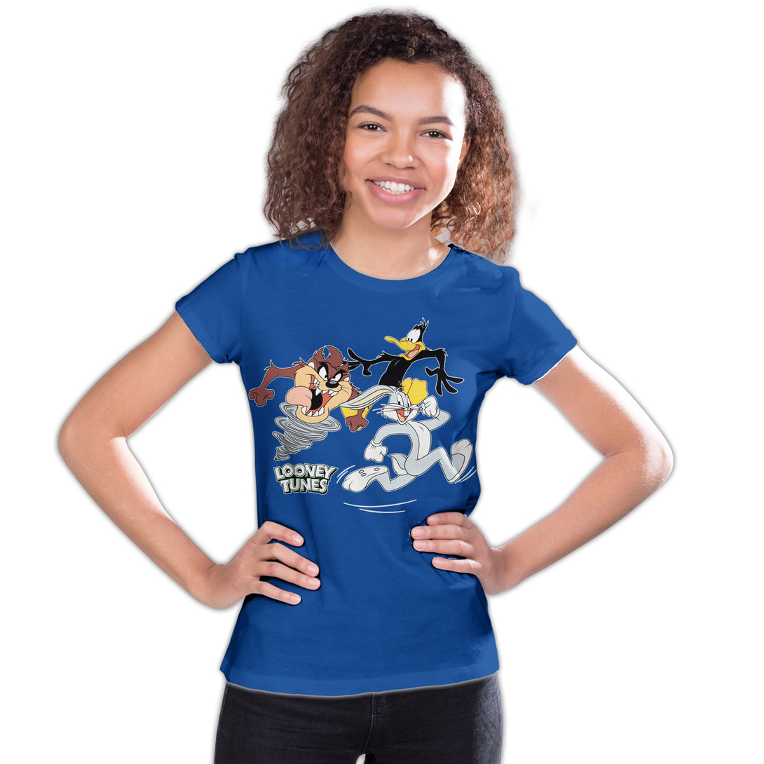 Looney Tunes Trio Bugs Daffy Taz Official Youth T-Shirt Blue - Urban Species