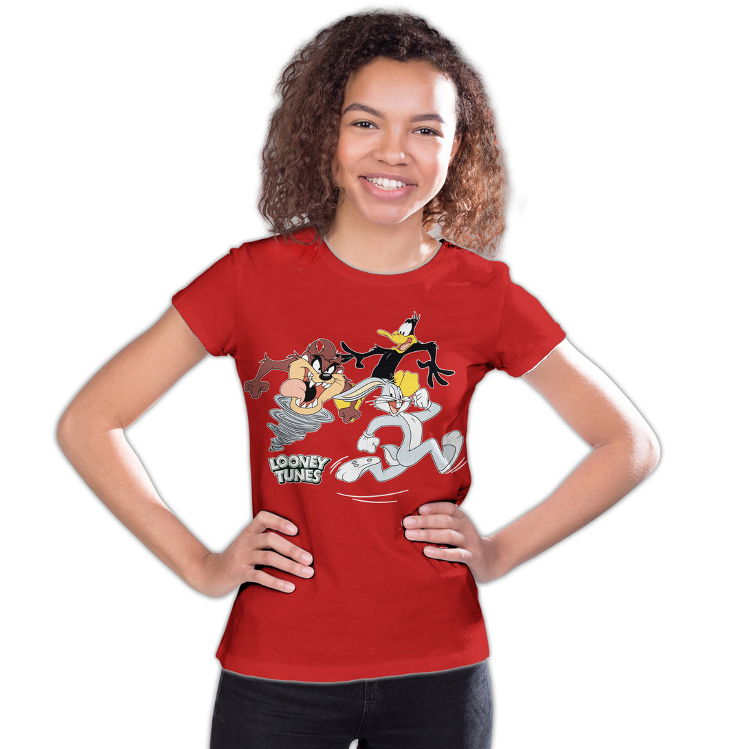 Looney Tunes Trio Bugs Daffy Taz Official Youth T-Shirt Red - Urban Species