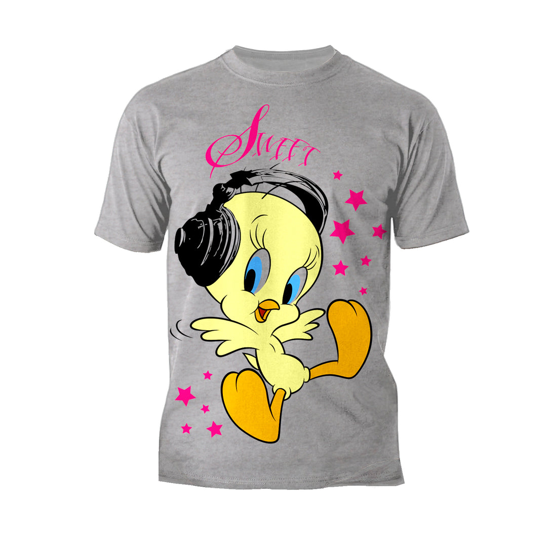 Looney Tunes Tweety Headphones Official Men's T-Shirt Sports Grey - Urban Species