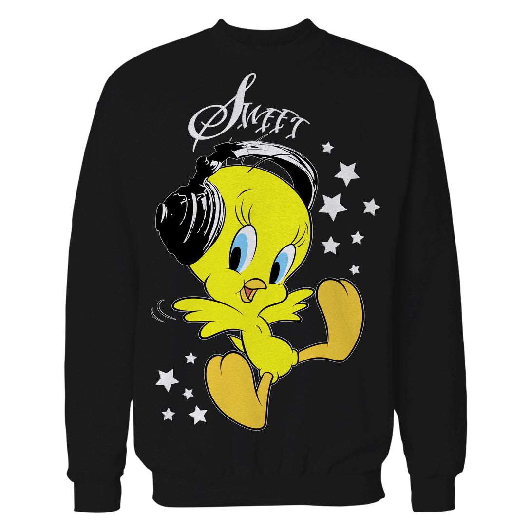 Looney Tunes Tweety Headphones Official Sweatshirt Black - Urban Species