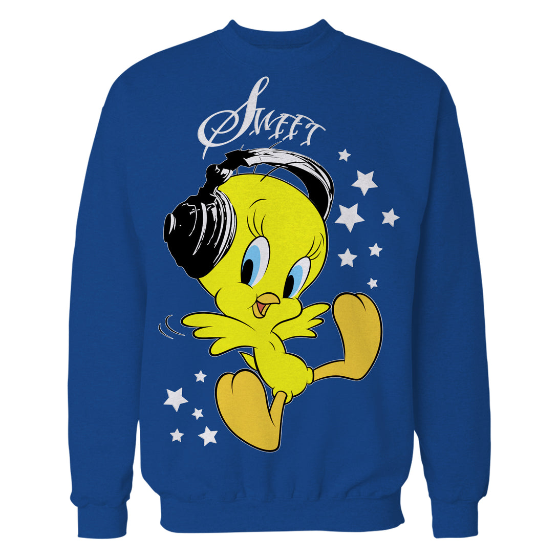 Looney Tunes Tweety Headphones Official Sweatshirt Blue - Urban Species