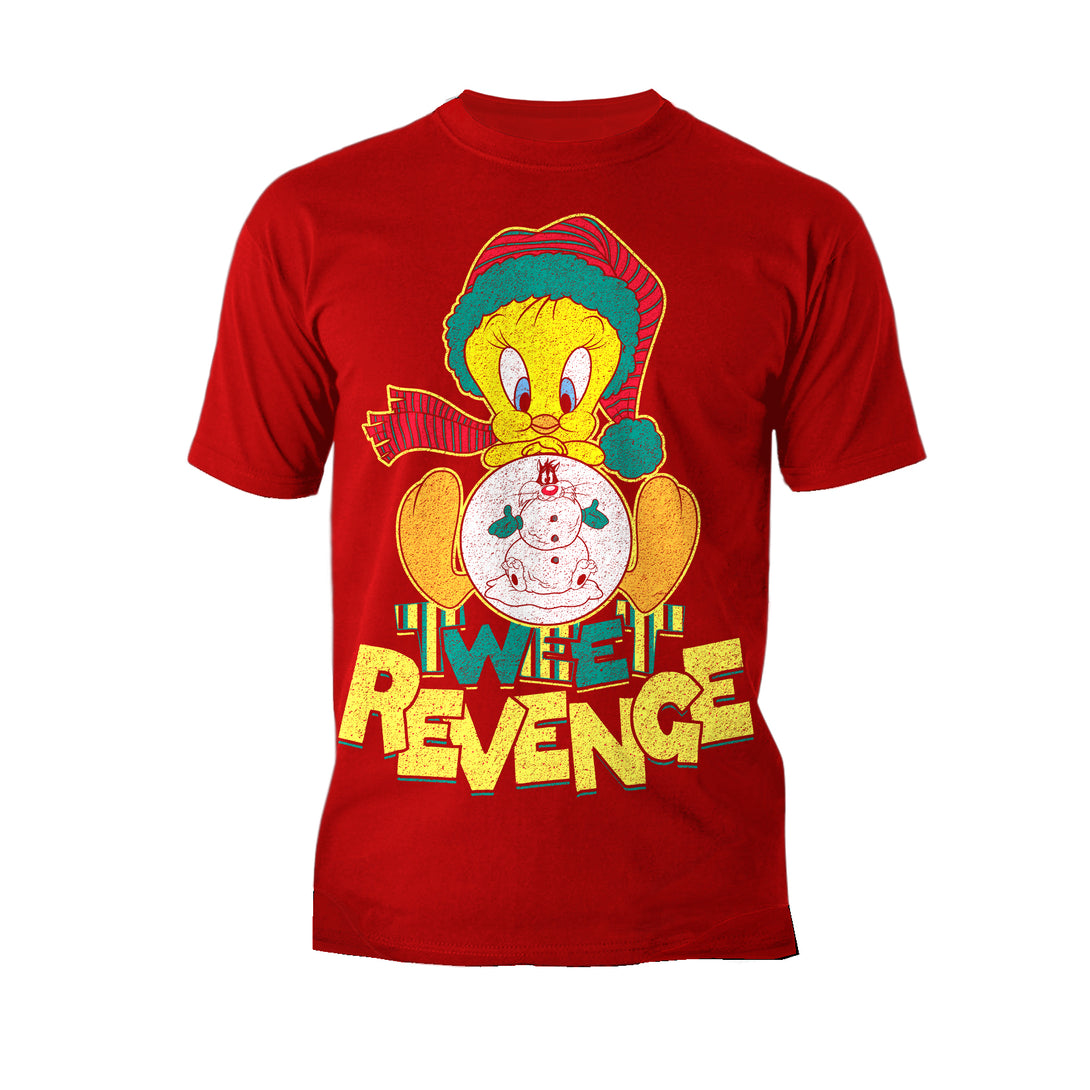 Looney Tunes Tweety Pie Xmas Revenge Official Men's T-Shirt Red - Urban Species