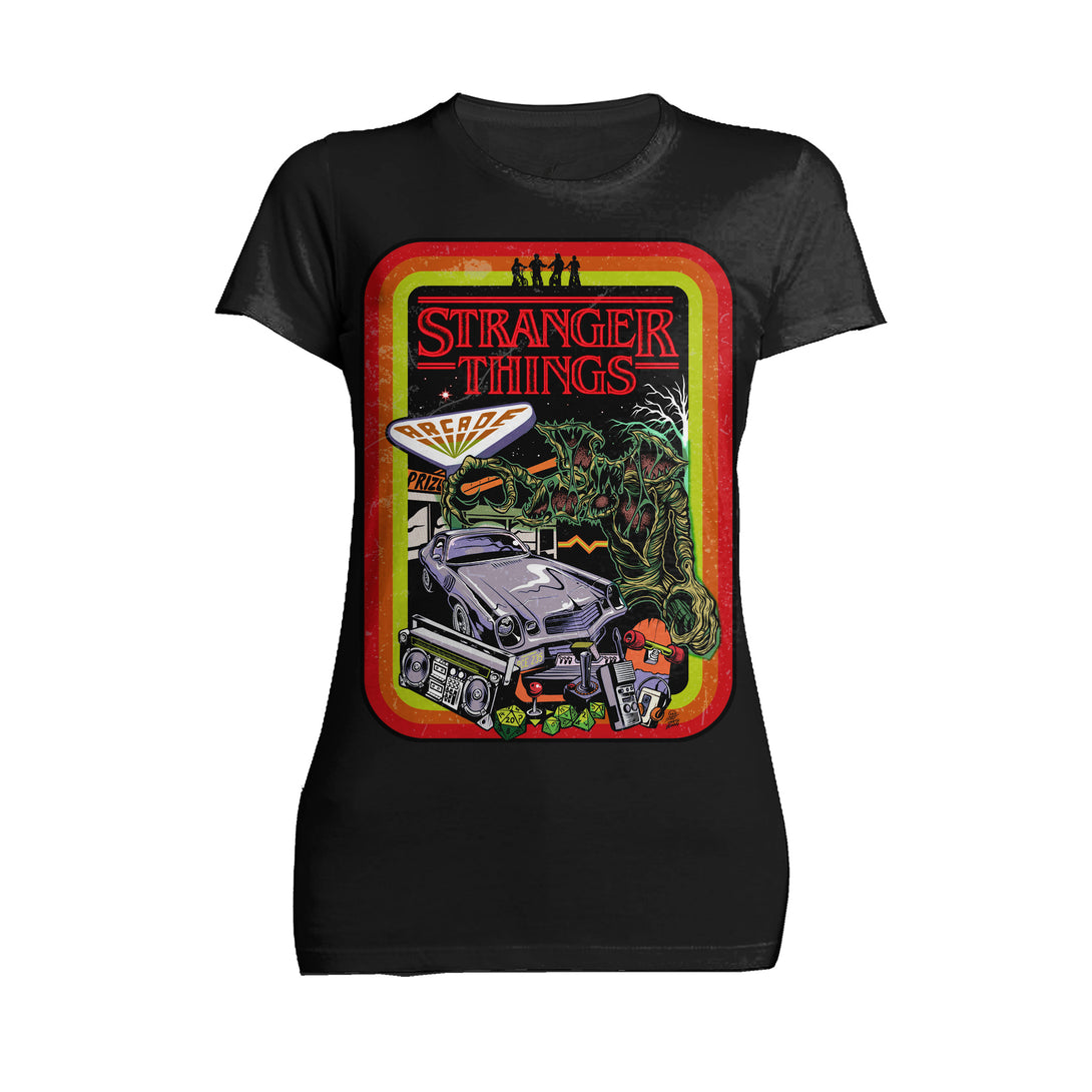 Stranger Things Comic Promo Palace Arcade Women's T-Shirt Black - Urban Species