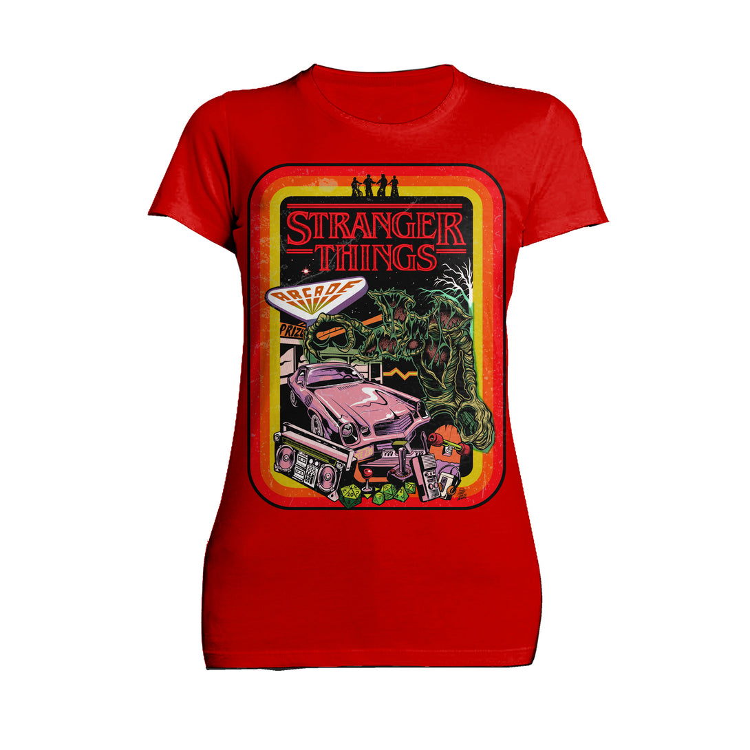 Stranger Things Comic Promo Palace Arcade Women's T-Shirt Red - Urban Species