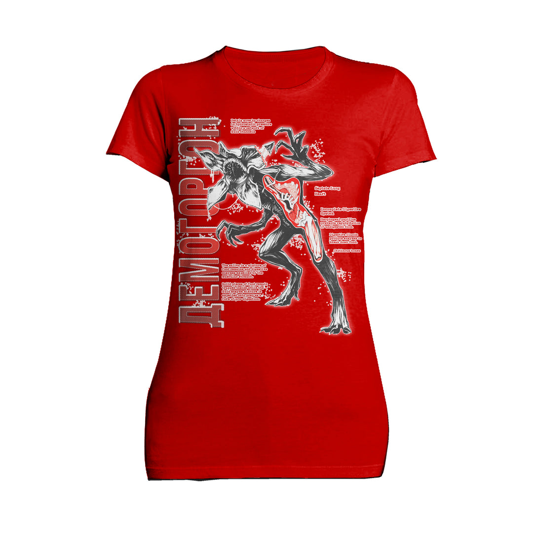 Stranger Things Demogorgon Profile Anatomy Women's T-Shirt Red - Urban Species