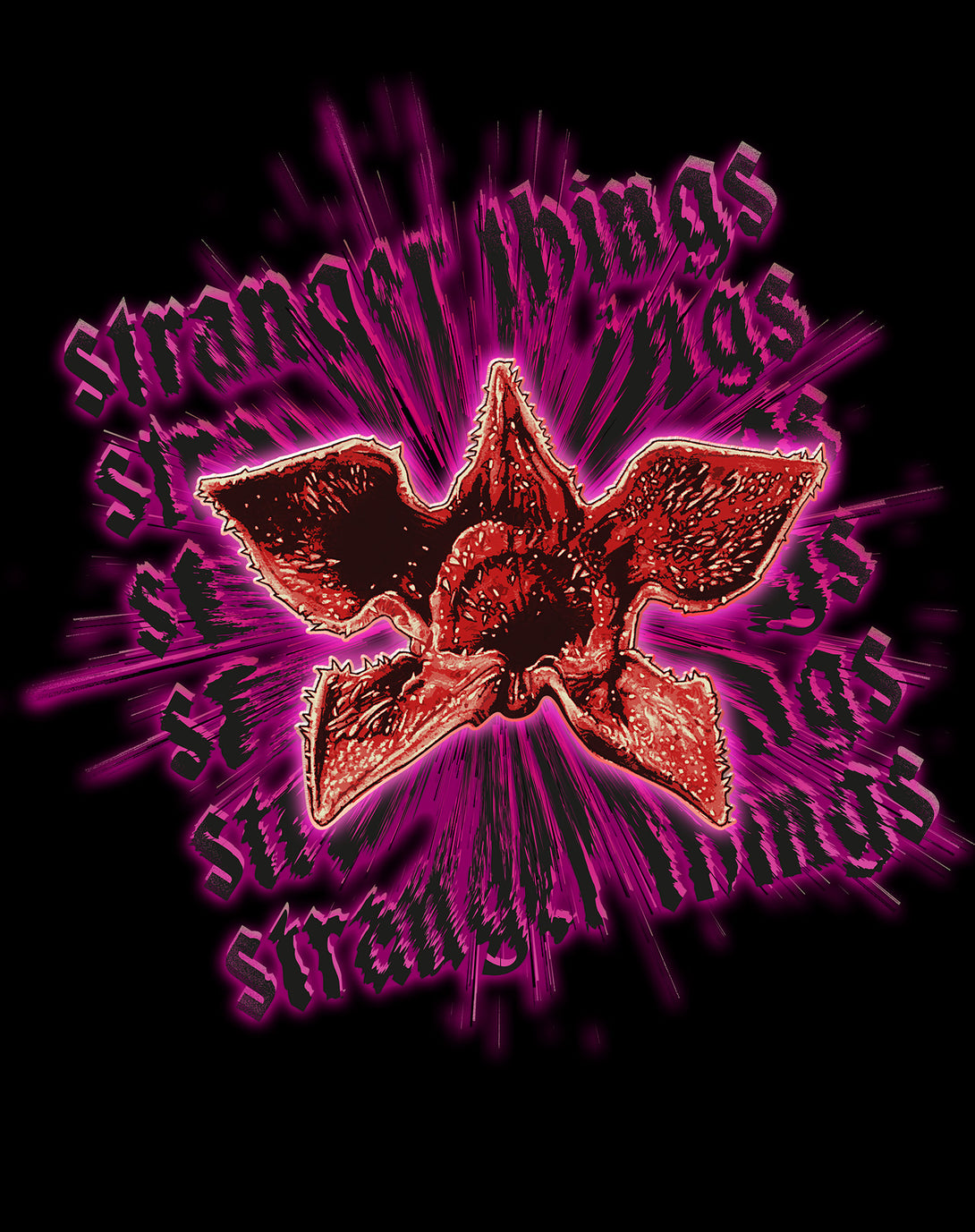 Stranger Things Demogorgon Splash Head Women's T-Shirt Design Close Up