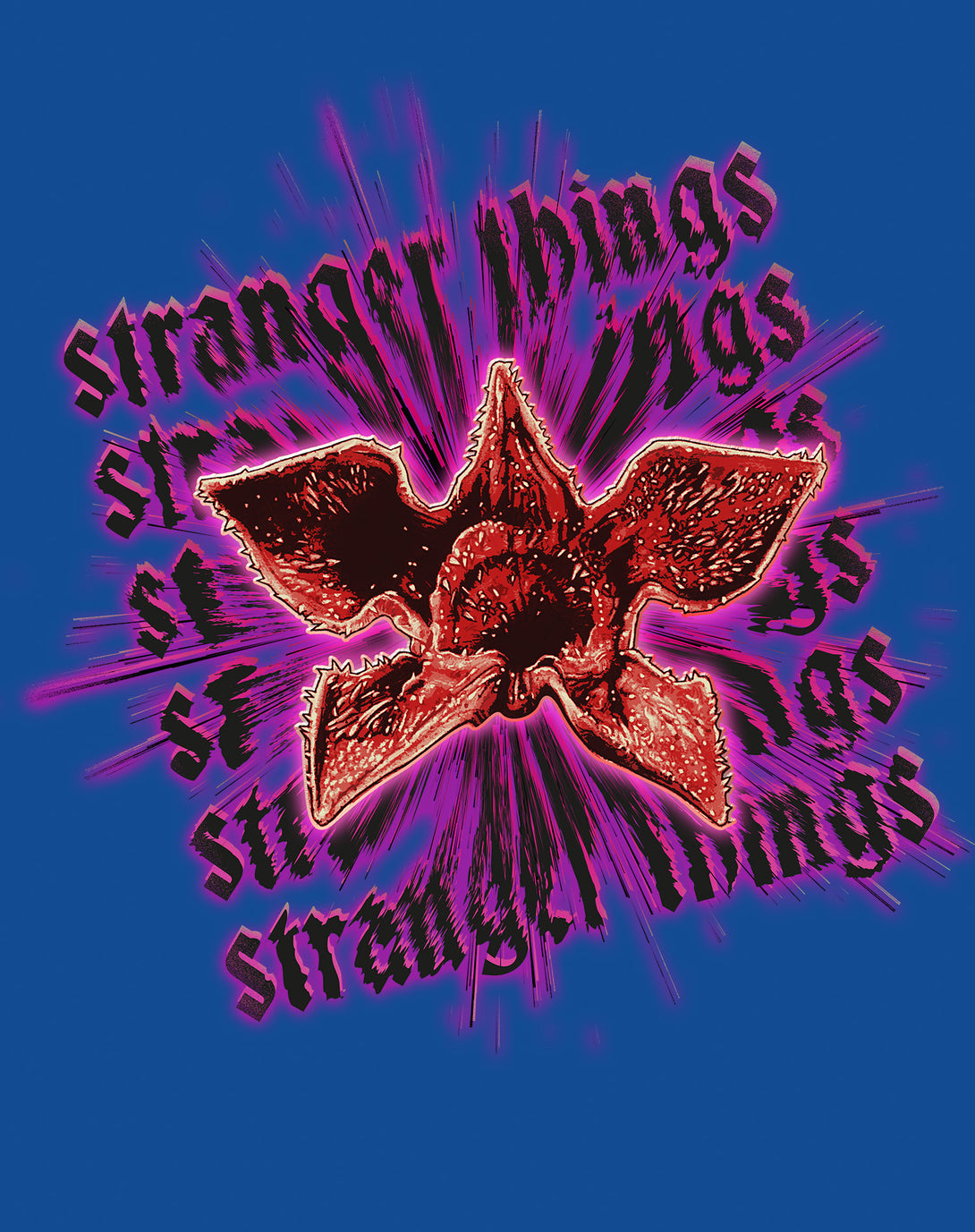 Stranger Things Demogorgon Splash Head Women's T-Shirt Design Close Up