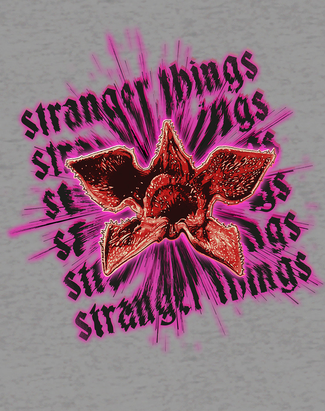 Stranger Things Demogorgon Splash Head Men's T-Shirt Design Close Up