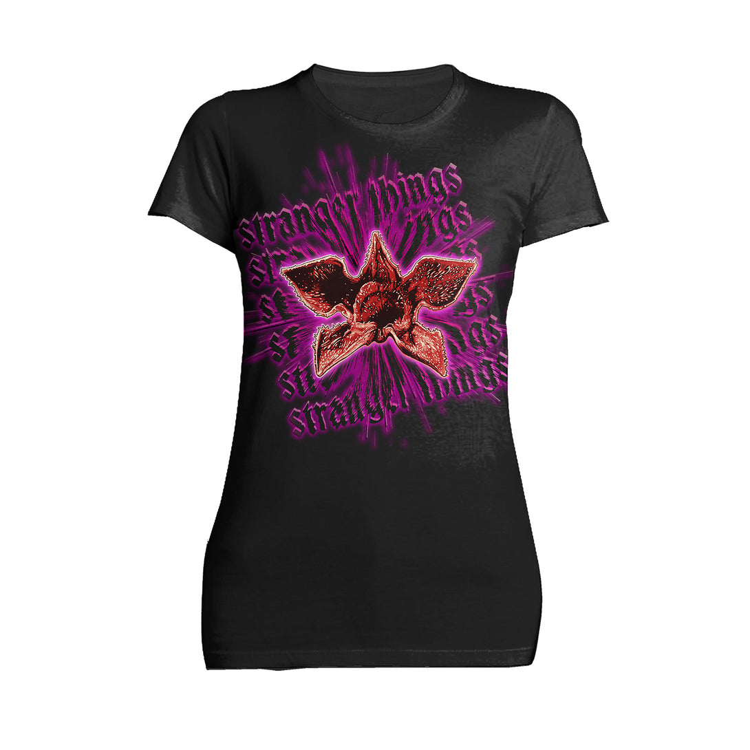 Stranger Things Demogorgon Splash Head Women's T-Shirt Black - Urban Species