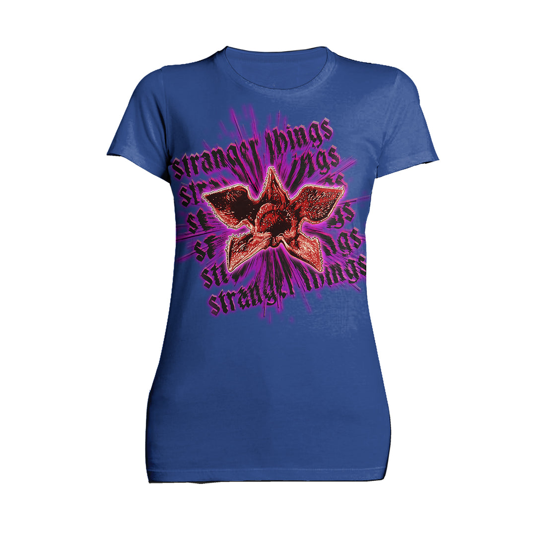 Stranger Things Demogorgon Splash Head Women's T-Shirt Blue - Urban Species