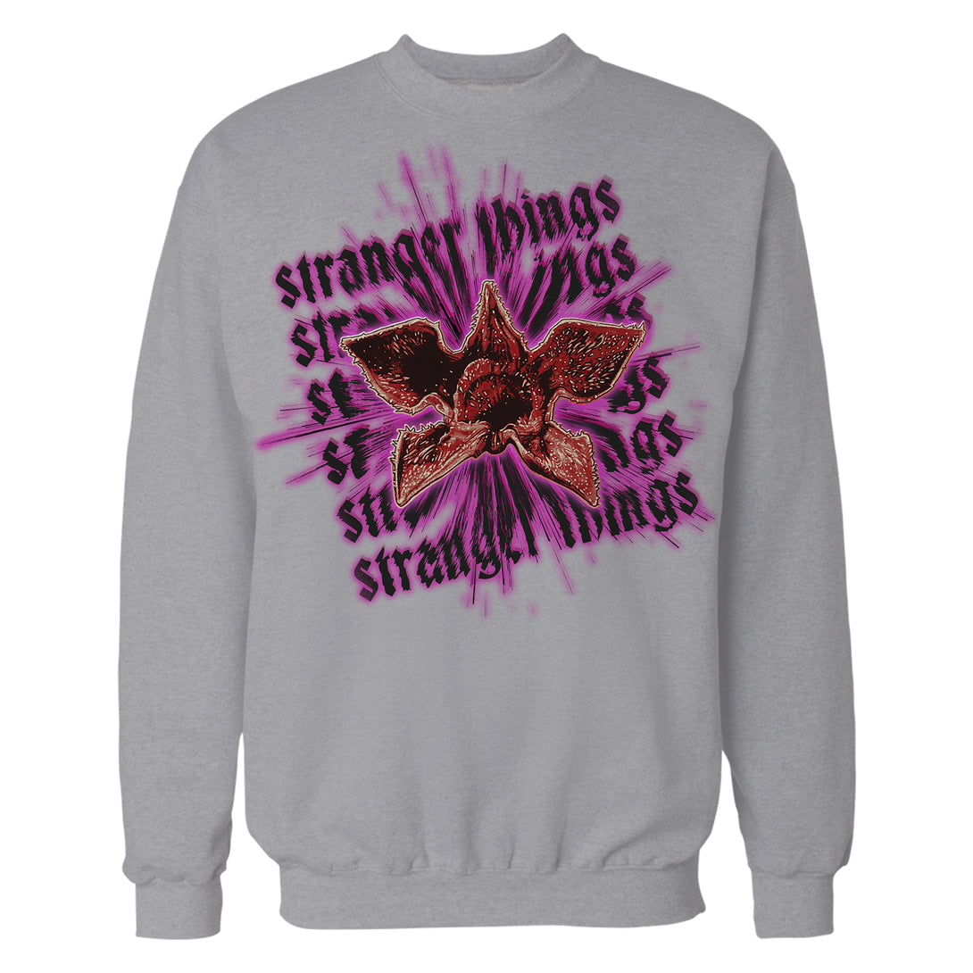 Stranger Things Demogorgon Splash Head Sweatshirt Sports Grey - Urban Species