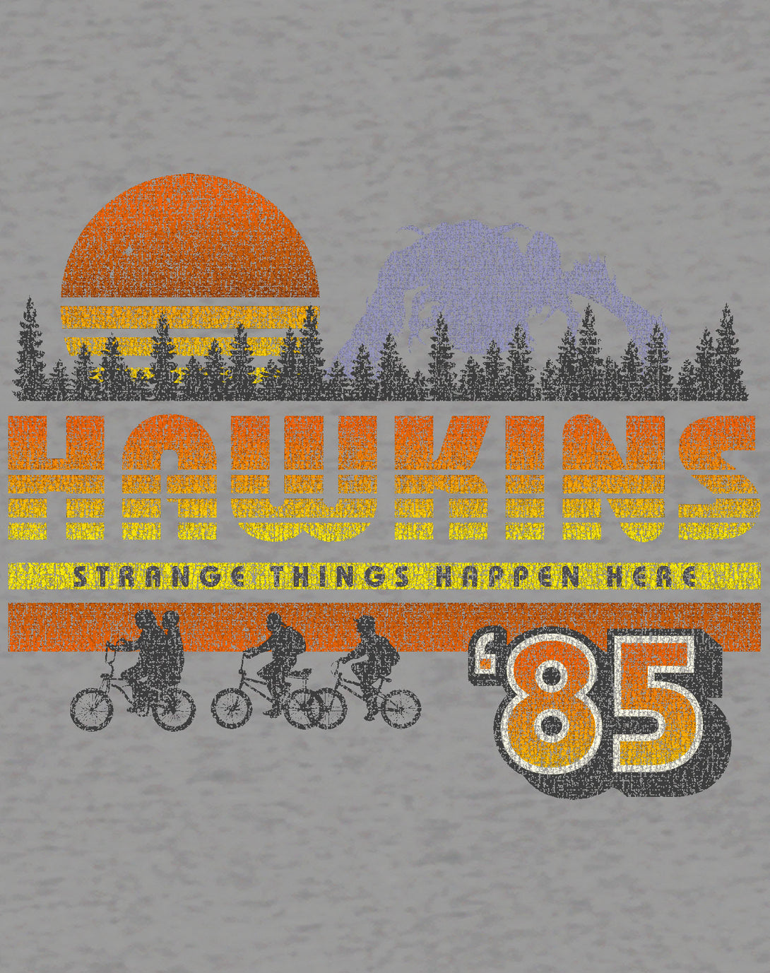 Stranger Things Vintage 85 The Party Strange Things Happen Here Original Men's T-Shirt Sports Grey - Urban Species Design Close Up