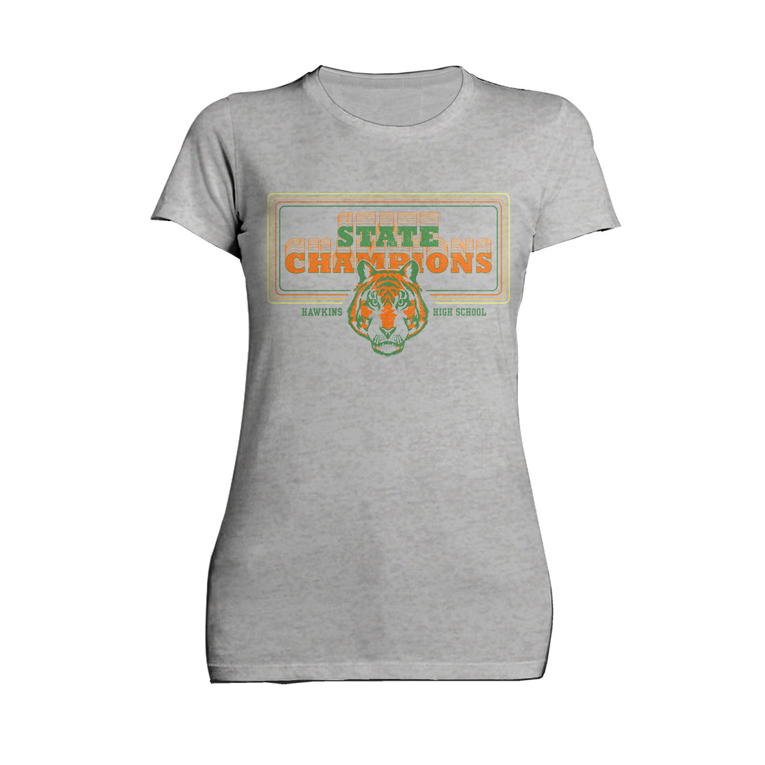 Stranger Things Hawkins High Tigers Champions Official Women's T-Shirt Sports Grey - Urban Species