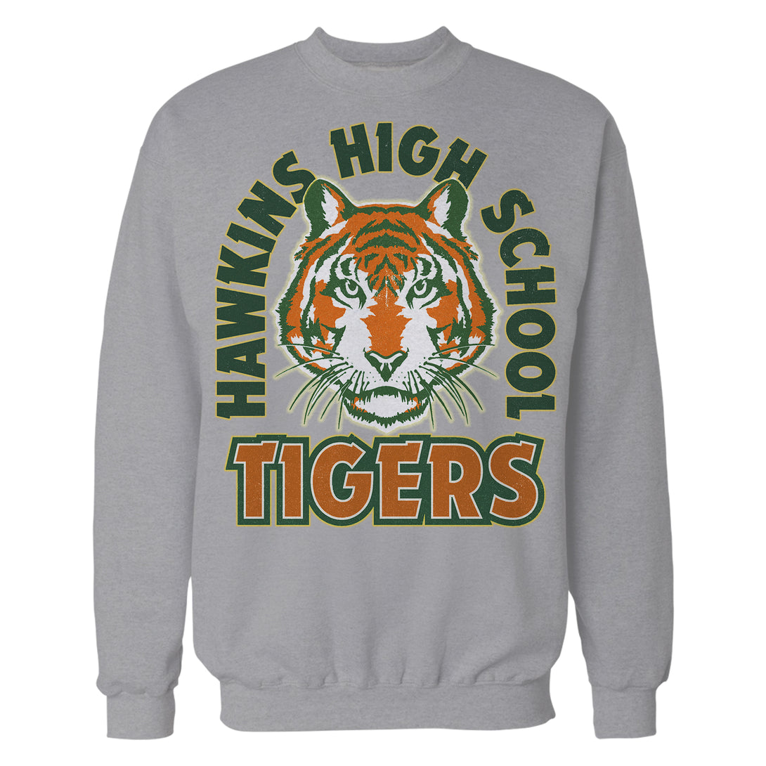 Stranger Things Hawkins High Tigers Stare Sweatshirt Sports Grey - Urban Species