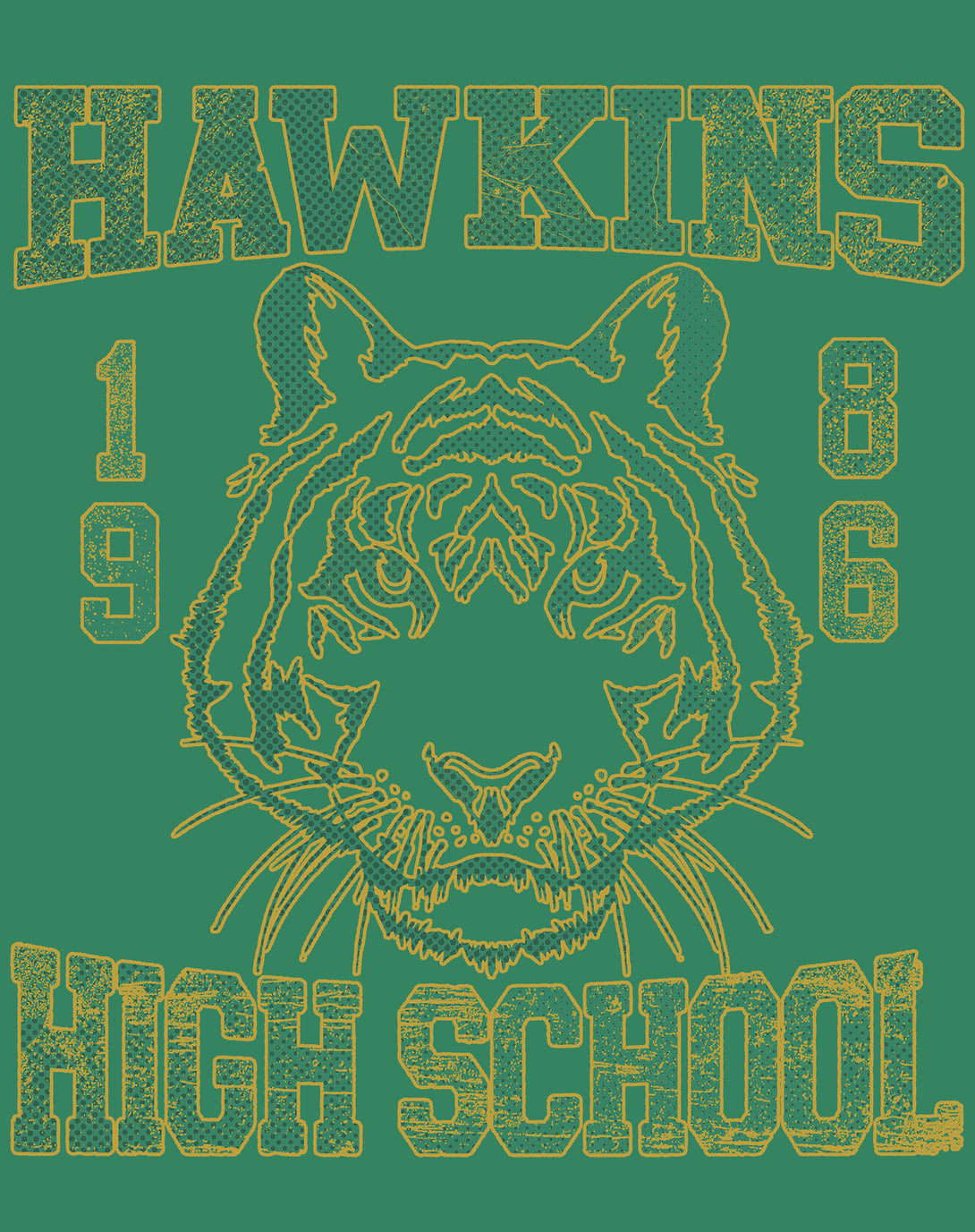 Stranger Things Hawkins High Tigers Varsity Retro Official Women's T-Shirt Design Close Up