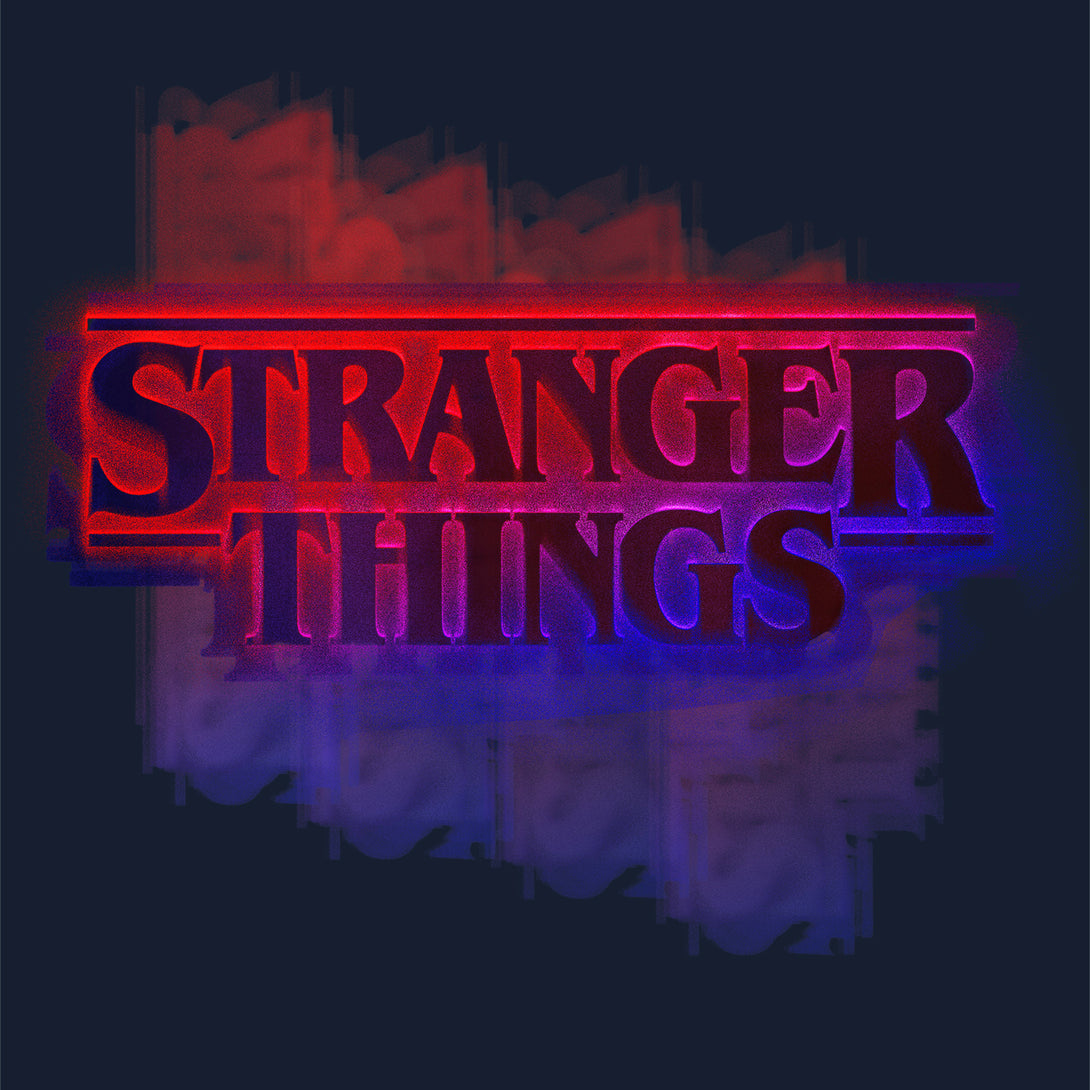 Stranger Things Logo Graffiti Stencil Men's T-Shirt Black - Urban Species Design Close Up