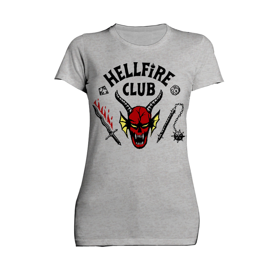 Stranger Things Logo Hellfire Club Classic Women's T-Shirt Sports Grey - Urban Species