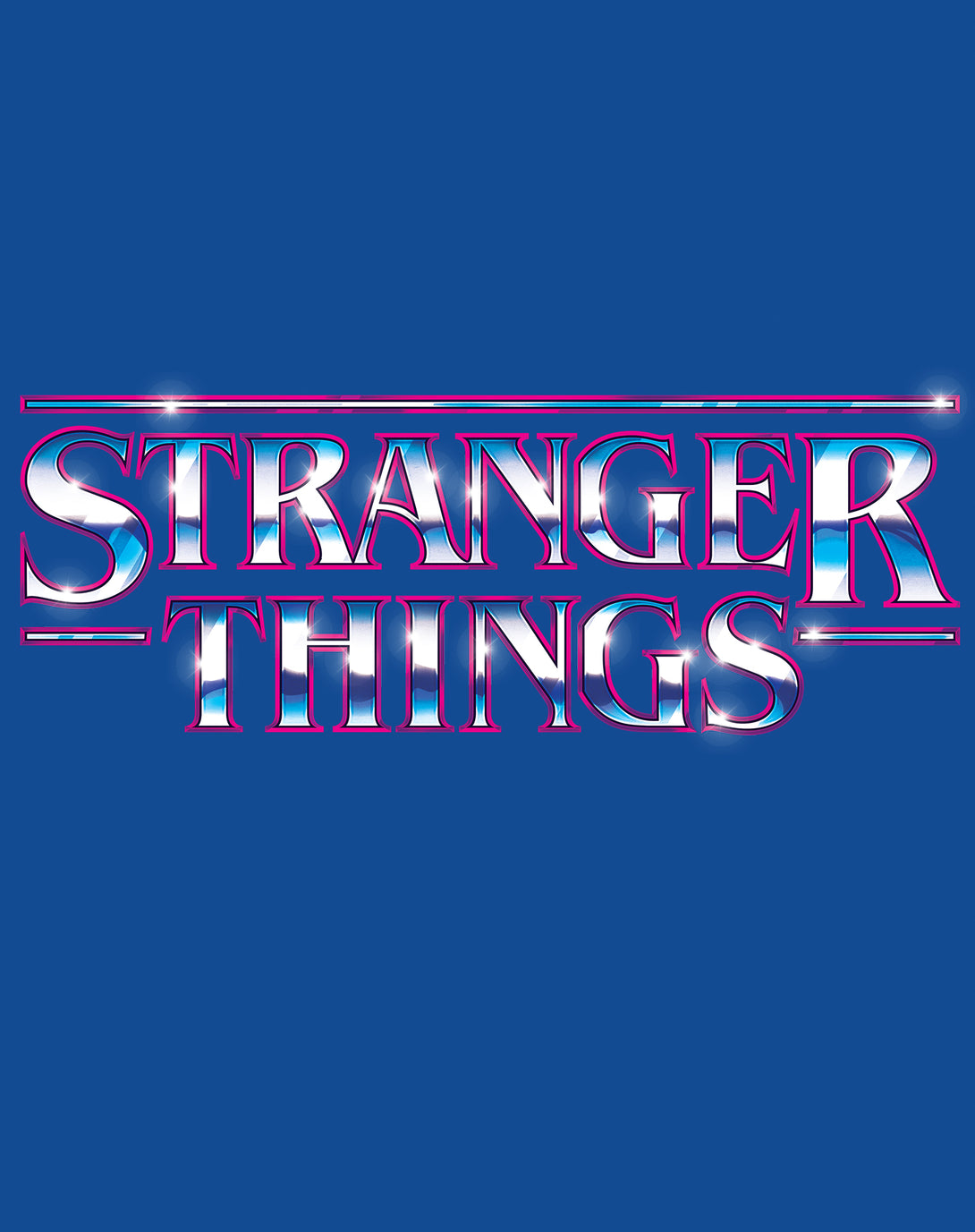 Stranger Things Logo Metal Men's T-Shirt Blue Design Close Up