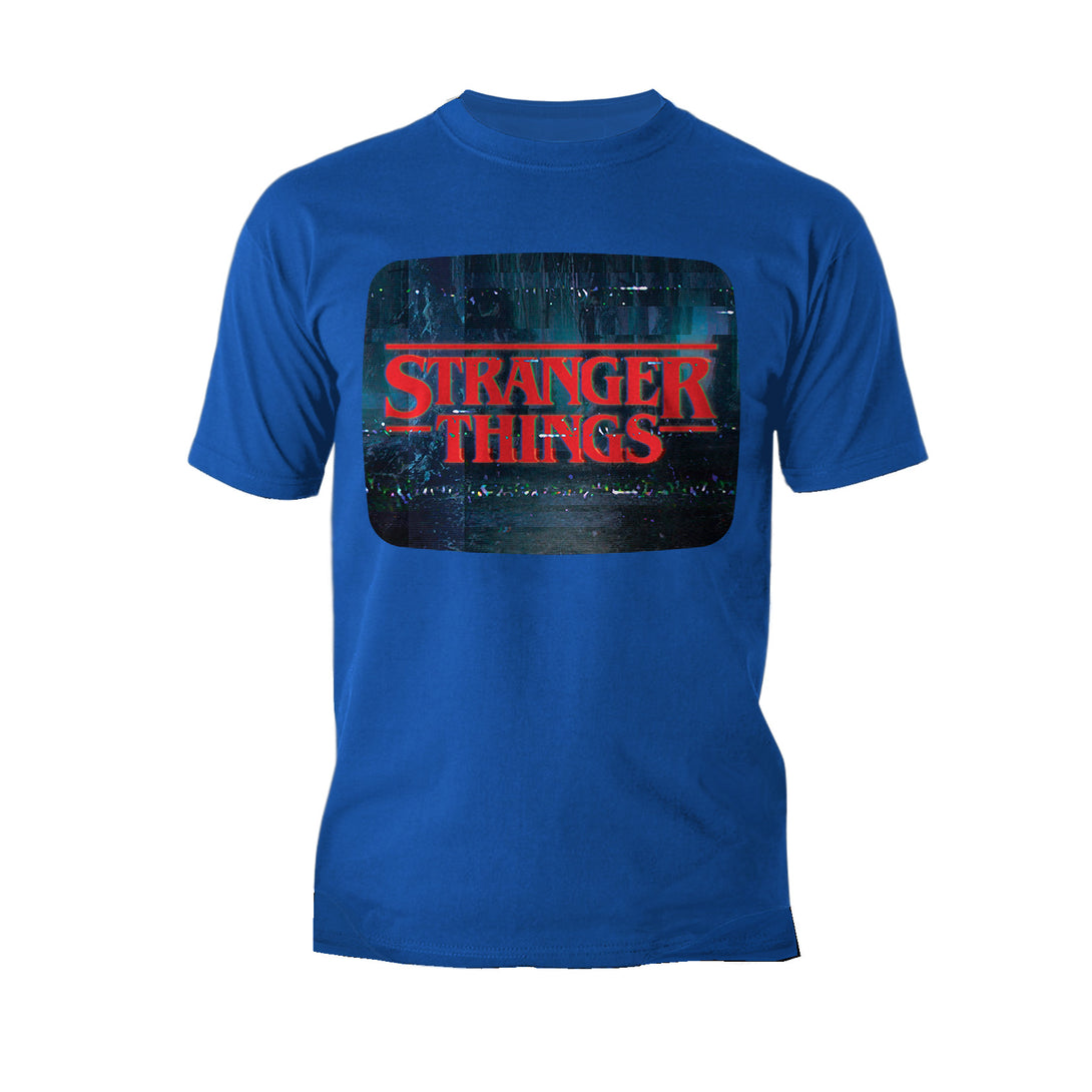 Stranger Things Logo TV Screen Men's T-Shirt Blue - Urban Species