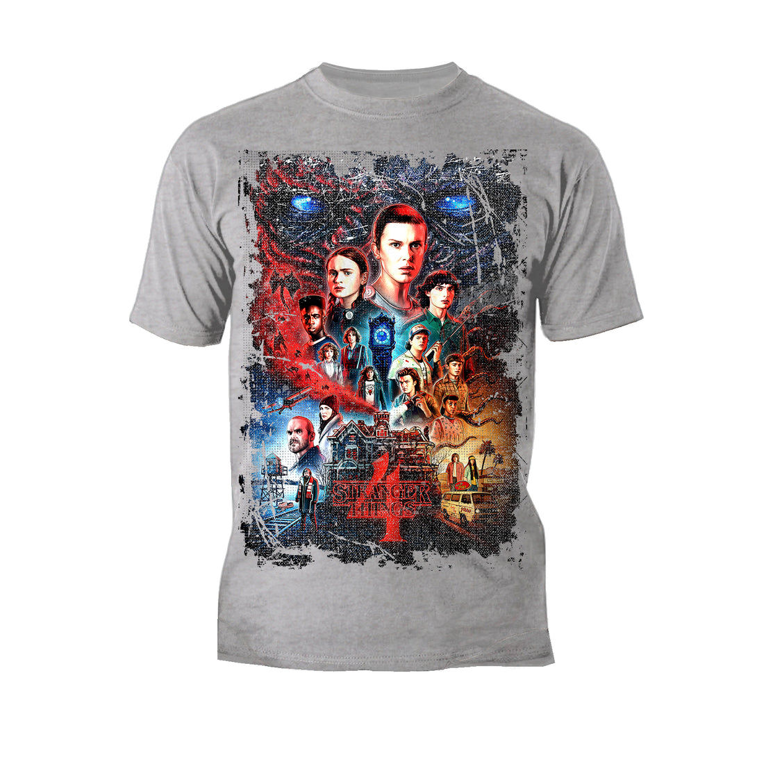 Stranger Things S4 Poster Vintage Battle Men's T-Shirt Sports Grey - Urban Species
