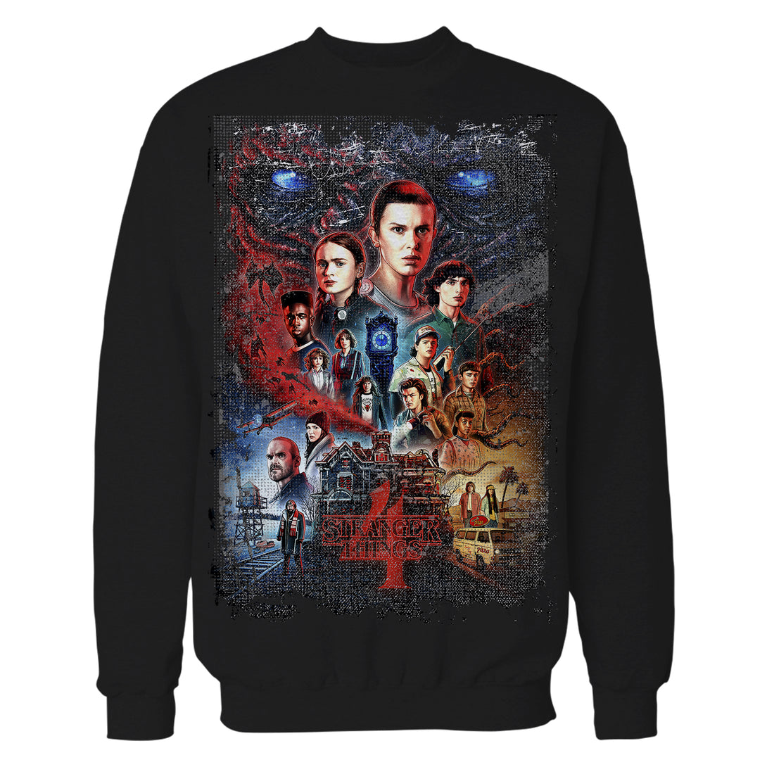 Stranger Things S4 Poster Vintage Battle Sweatshirt Black - Urban Species