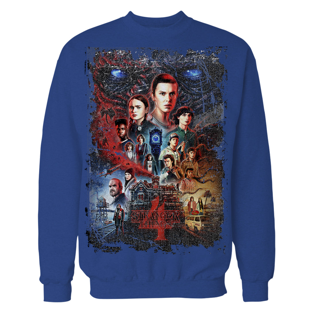 Stranger Things S4 Poster Vintage Battle Sweatshirt Blue - Urban Species