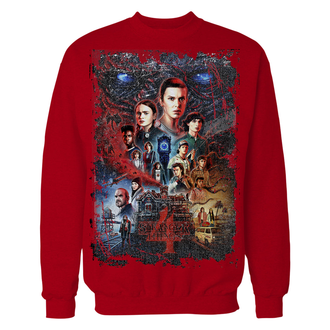 Stranger Things S4 Poster Vintage Battle Sweatshirt Red - Urban Species