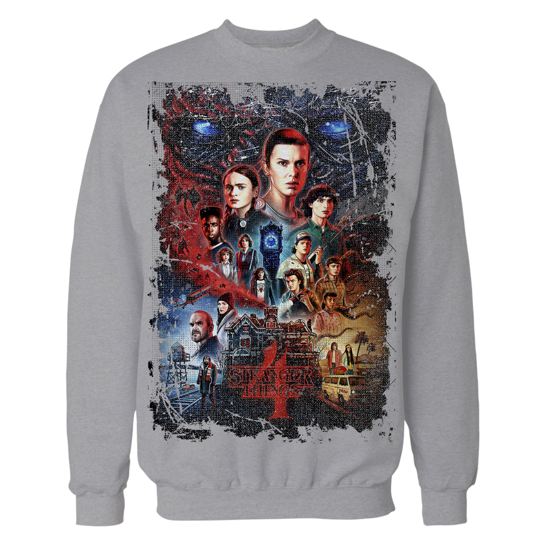 Stranger Things S4 Poster Vintage Battle Sweatshirt Sports Grey - Urban Species