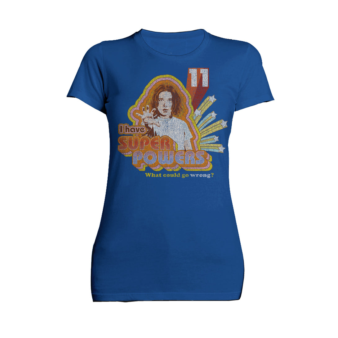 Stranger Things Vintage Eleven Retro Pose Super Powers Official Women's T-Shirt Blue - Urban Species