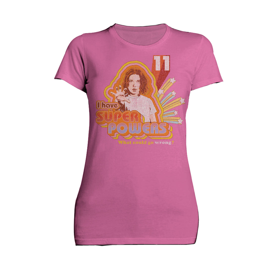 Stranger Things Vintage Eleven Retro Pose Super Powers Official Women's T-Shirt Pink - Urban Species