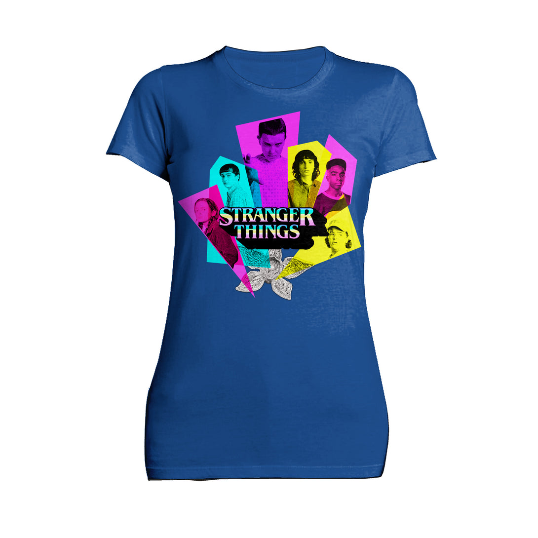 Stranger Things The Party Memphis Splash Women's T-Shirt Blue - Urban Species
