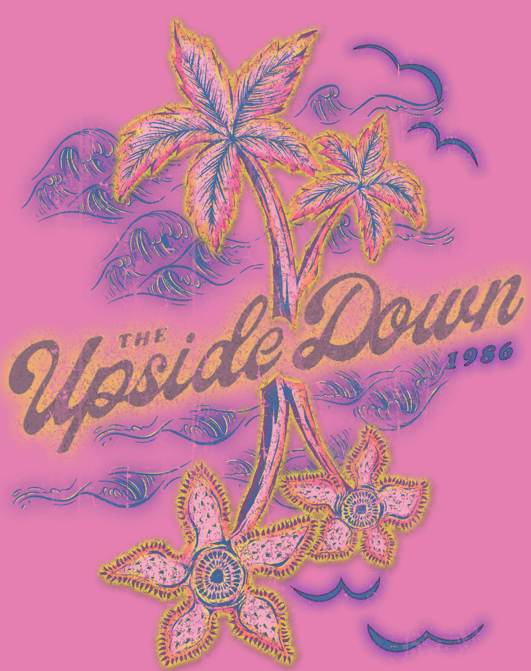 Stranger Things Upside Down Vintage California Official Women's T-Shirt Pink - Urban Species Design Close Up
