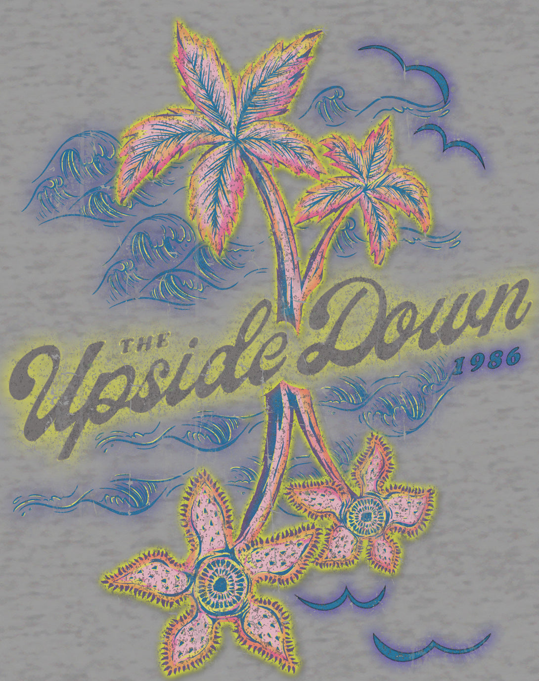 Stranger Things Upside Down Vintage California Official Women's T-Shirt Sports Grey - Urban Species Design Close Up