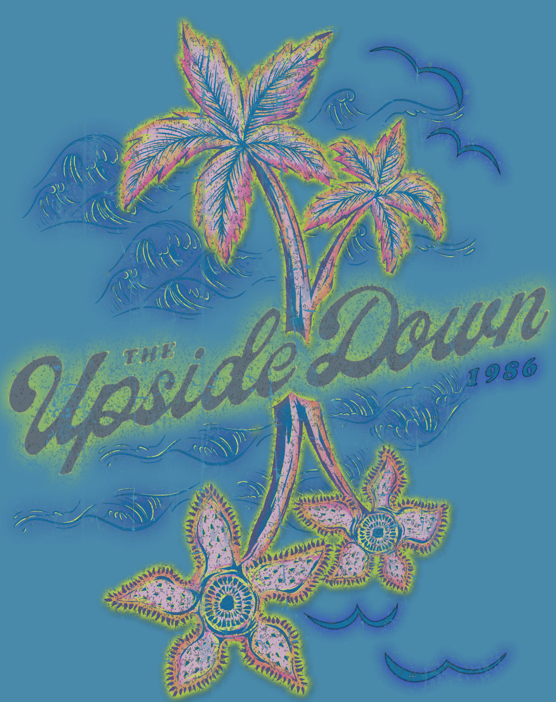 Stranger Things Upside Down Vintage California Official Women's T-Shirt Turquoise - Urban Species Design Close Up